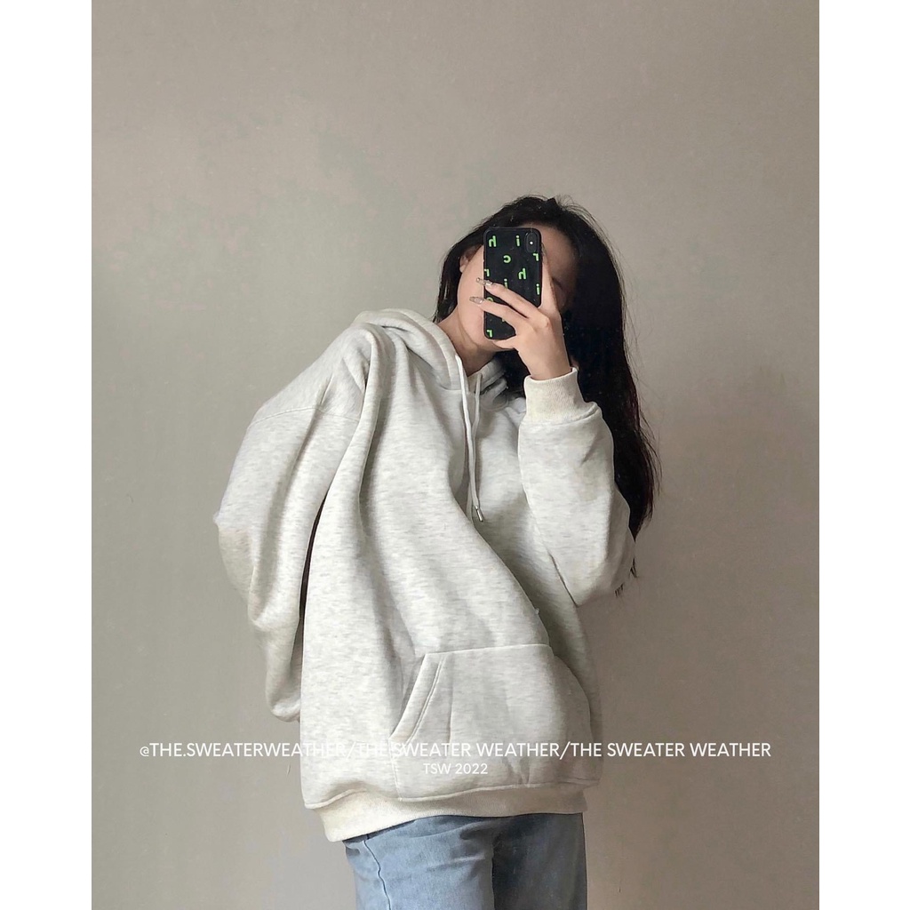 Áo hoodie nỉ bông trơn
