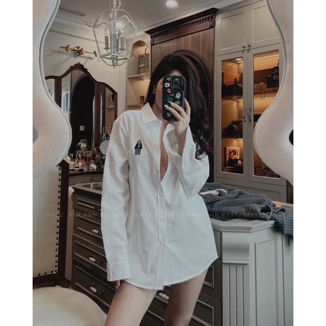 Áo sơ mi trắng Gấu form siêu đẹp