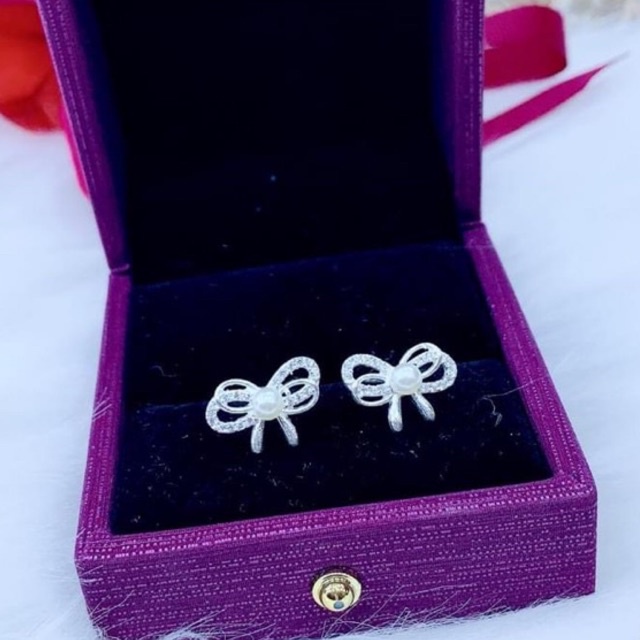 Bông tai nơ bạc mix trai, nhẹ nhàng xinh xắn 2 kiểu mới ra mắt của shop Mainomi Shop Bạc Xinh