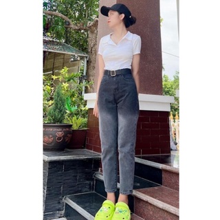 Set Baggy jeans loan màu xám + croptop petter