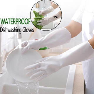 1 Đôi Găng Tay Giặt Chống Thấm Nước Trắng, Giặt Cao Su PVC Vệ Sinh Nhà Bếp Găng Tay Bền Chống Trơn Trượt, Găng Tay Chống Thấm Nước