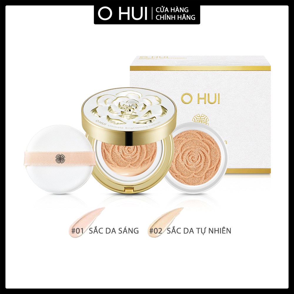 [Mã VISAPREMIUM giảm 150K]Phấn nước dưỡng trắng OHUI Ultimate Brightening Cushion 15g Tặng thêm lõi Refill 15g