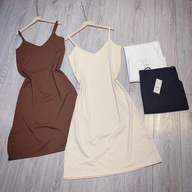 Đầm 2 dây nữ dáng suông chất đũi lụa hàng đổ shop