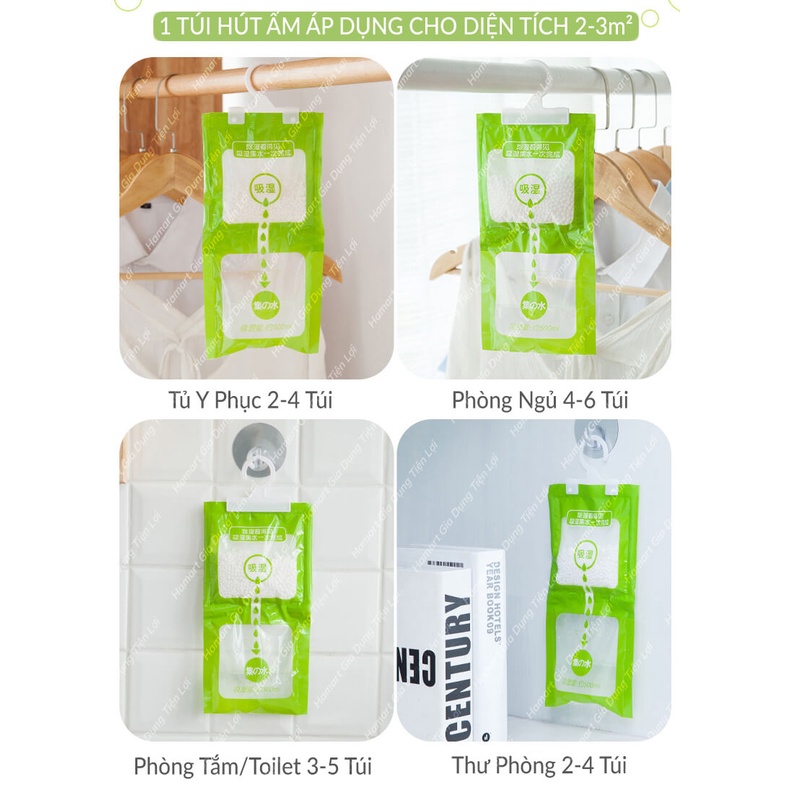 LOẠI LỚN 120g Túi Hút Ẩm 2 Ngăn Túi Chống Ẩm Có Móc Treo Tủ Quần Áo Hút Ẩm Mạnh Mẽ