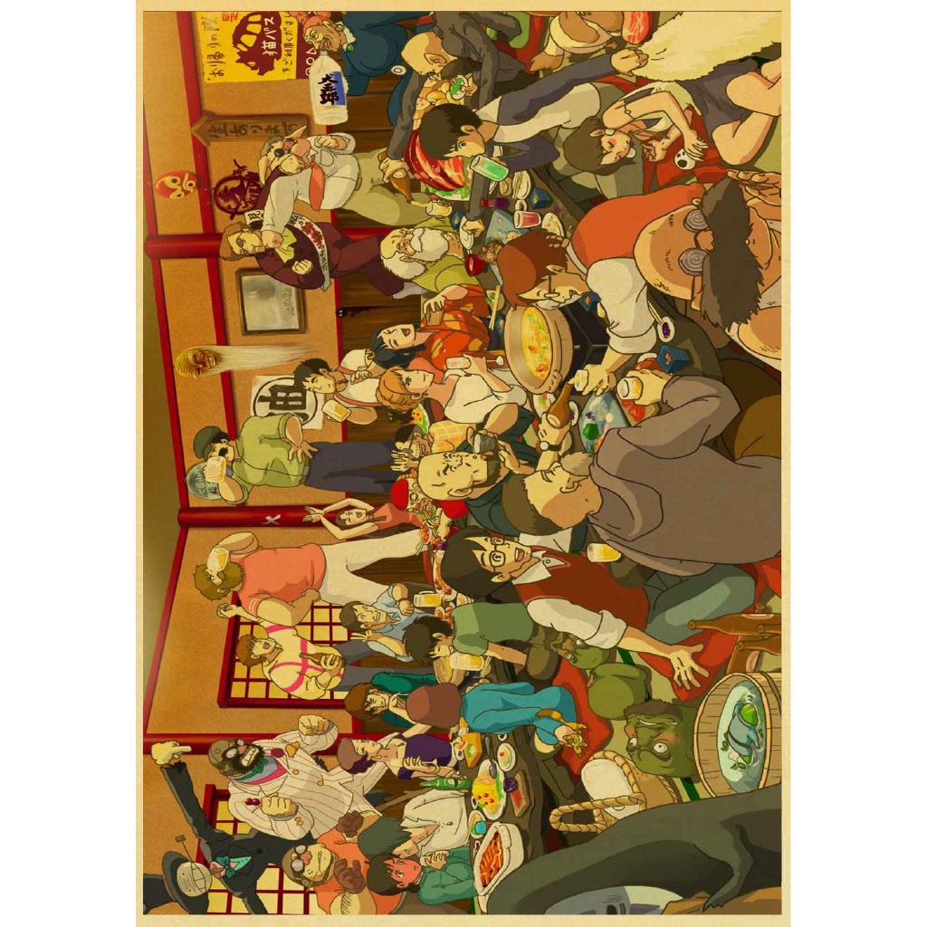 Poster Anime Hayao Miyazaki Bằng Giấy Chất Lượng Cao Phong Cách Retro Dùng Để Trang Trí Nội Thất / Quán Bar MS: 326