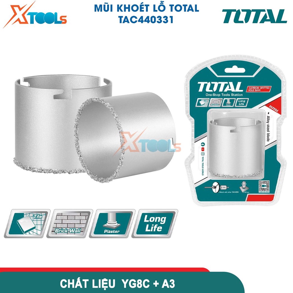 Mũi khoét gỗ tròn phi 33-83mm Total chất liệu yg8c-a3 phù hợp với TAC4203 - [xtools][chính hãng]