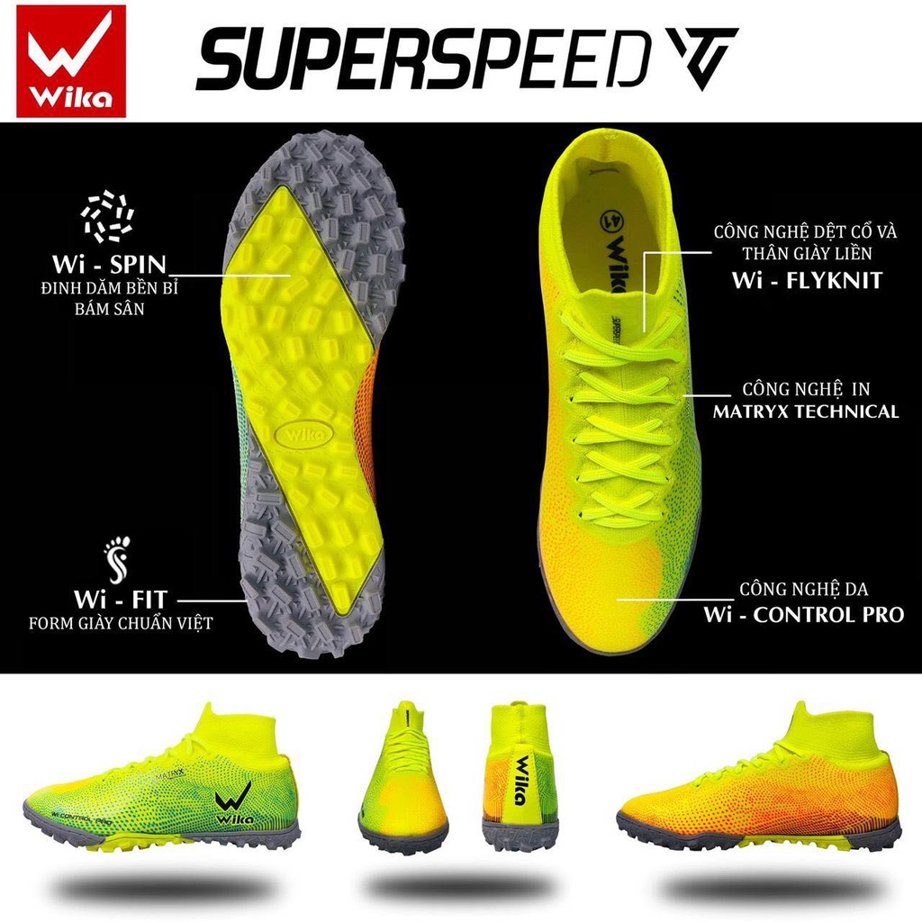 [ CHÍNH HÃNG + fullbox ] Giày đá bóng nam WIKA SUPERSPEED , giày sân phủi