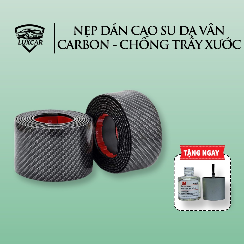 Nẹp dán cao su da vân carbon cao cấp LUXCAR chống trầy xước,làm đẹp xe ô tô