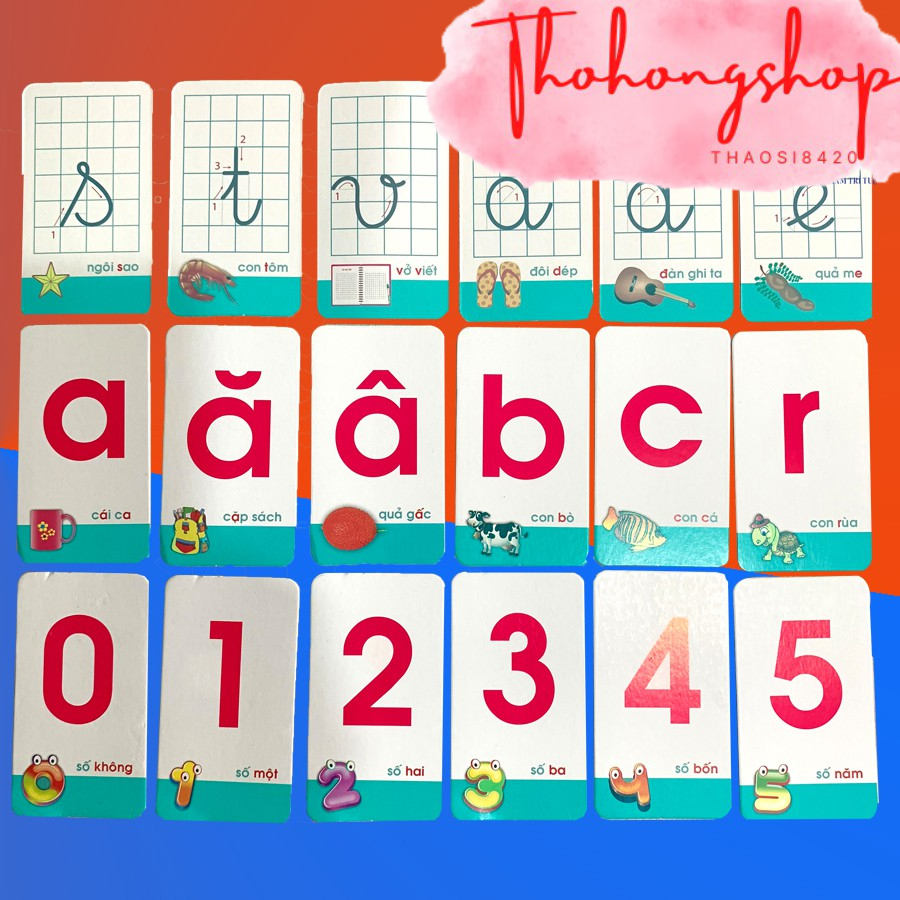 Bộ 42 Thẻ Học Flashcard Thông Minh Tổng Hợp Chữ Cái Và Số Đếm Cho Bé
