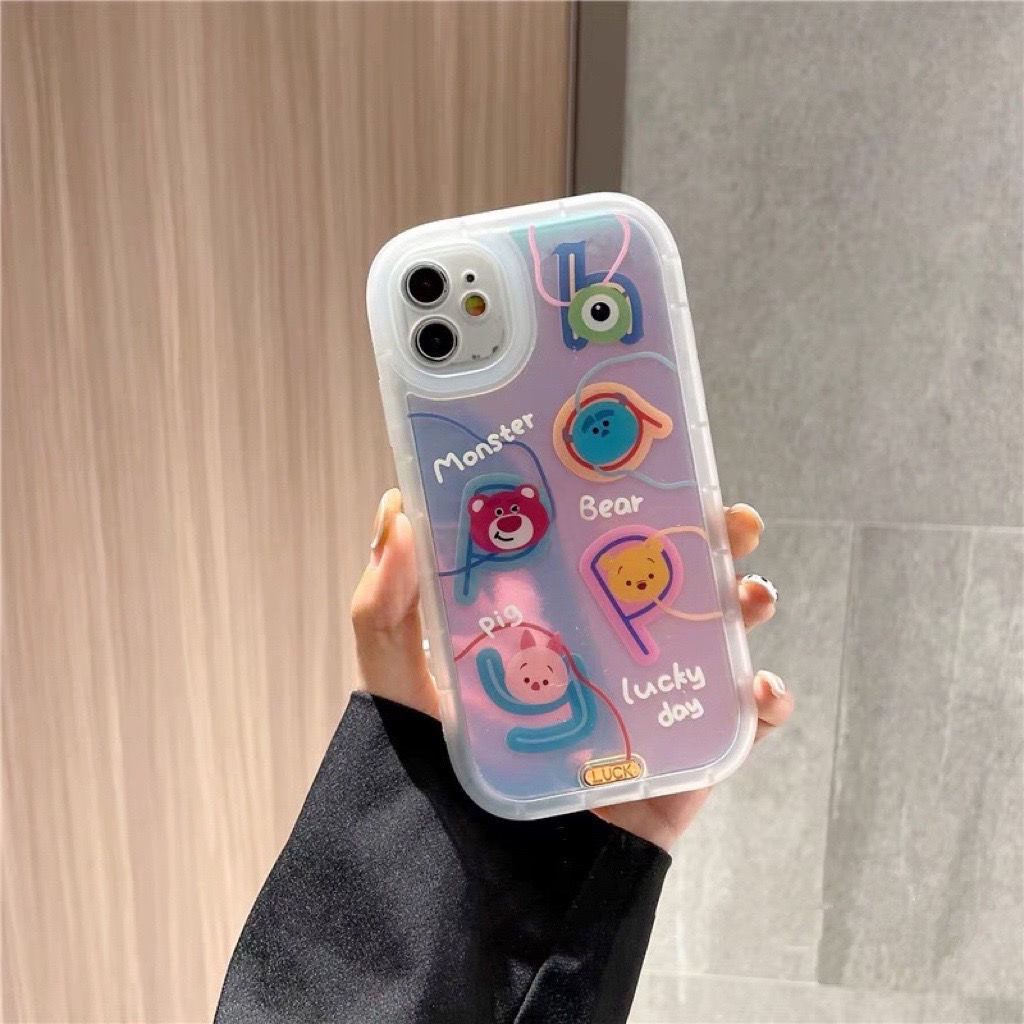 Ốp Điện Thoại In Hình Gấu Màu Laser Cho iphone 12 13 11 Pro Max X Xs Max Xr