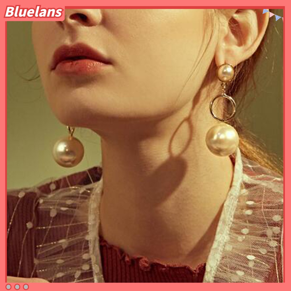 Đôi Bông Tai Khoen Tròn Gắn Hạt Ngọc Trai Giả Thời Trang Cho Nữ