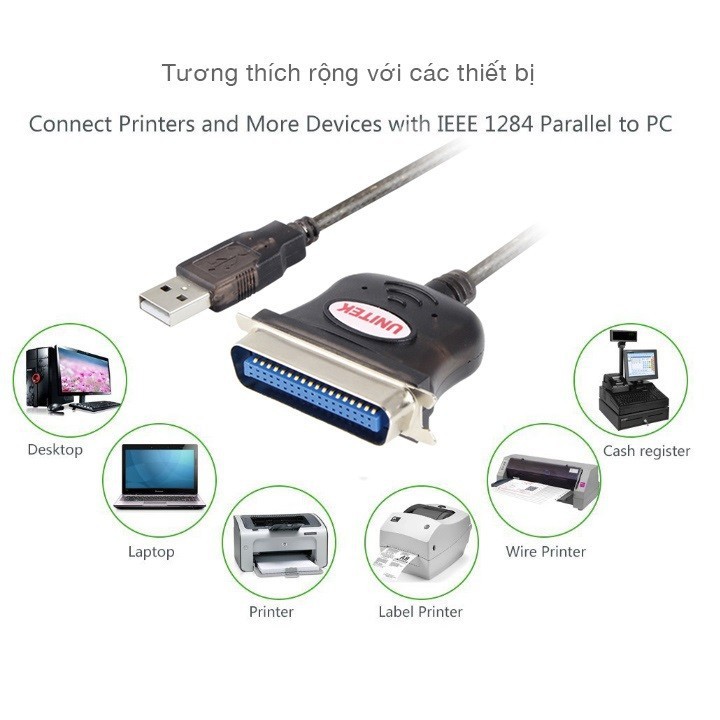 Cáp chuyển đổi USB ra LPT Parallel Unitek Y120