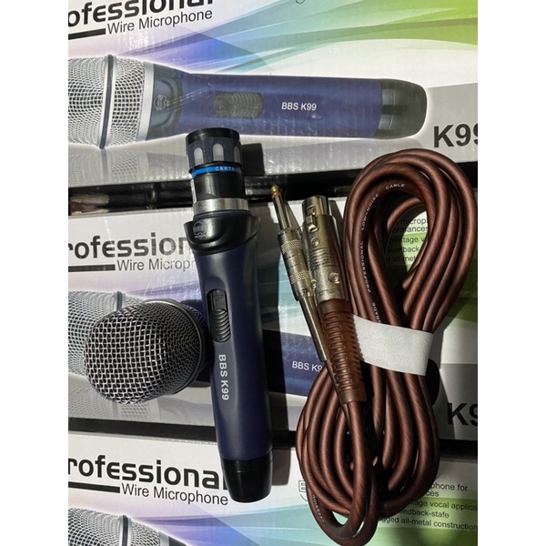 Micro Có Dây BBS K99 Tay INOX Sơn Tĩnh Điện.Hát Nhẹ,Bắt Nhạy,Hút Giọng,Chống Hú Tốt,Dây Dài Vỏ 3 Lớp Chống Xoắn
