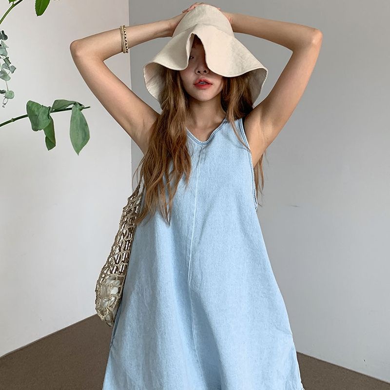 Đầm Chữ A Denim Sát Nách Ulzzang Order