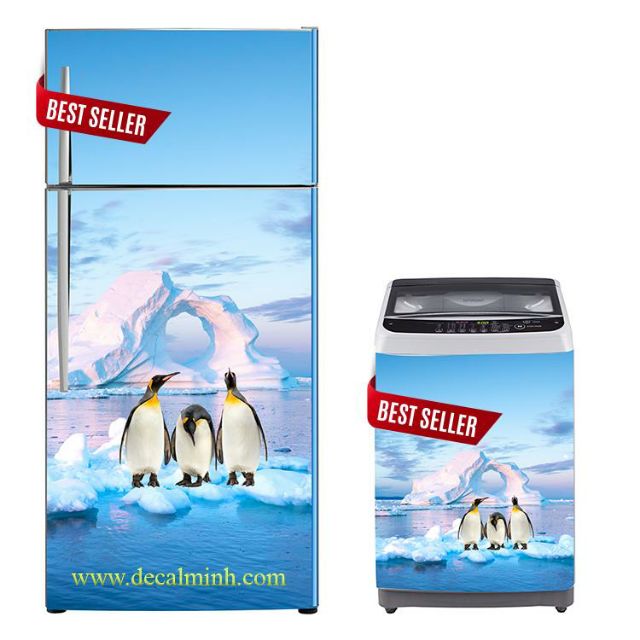 {LƯỚT XEM ẢNH} Combo Decal tem dán tủ lạnh + máy giặt cao cấp - 3D cao cấp