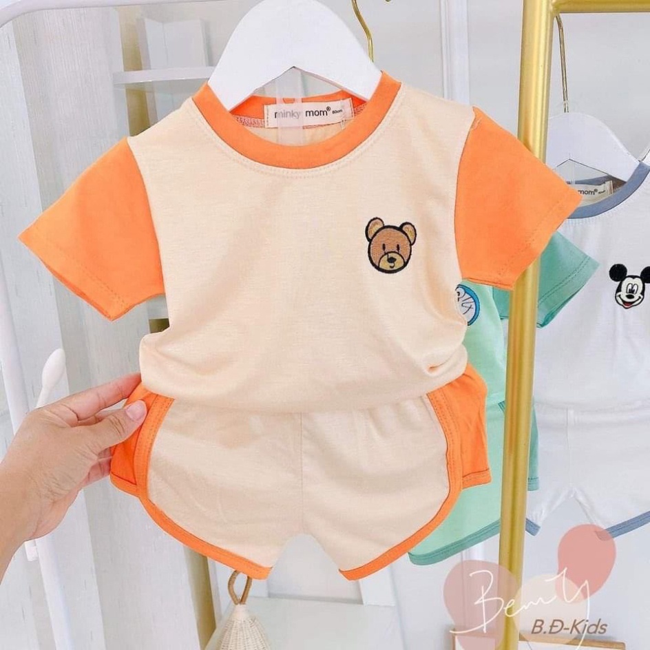 Sale sốc Bộ Cộc Tay Minky Mom Thun Lạnh  cho bé họa tiết THÊU Mic Ky xinh xắn cho bé trai bé gái 5-18kg  hàng đẹp