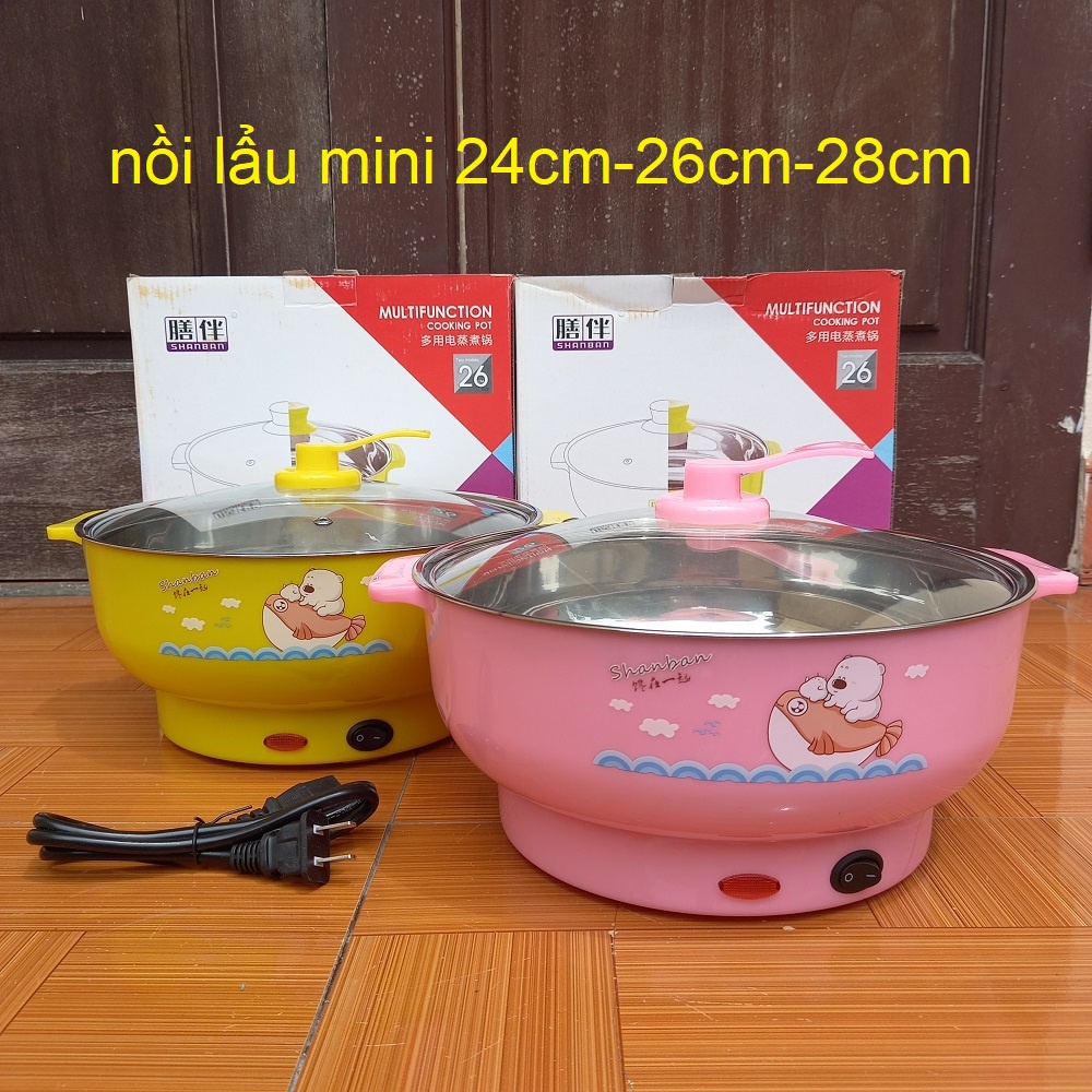 nồi lẩu mini nấu mì - nồi lẩu đa năng 18cm-26cm-28cm ( 1 tầng)