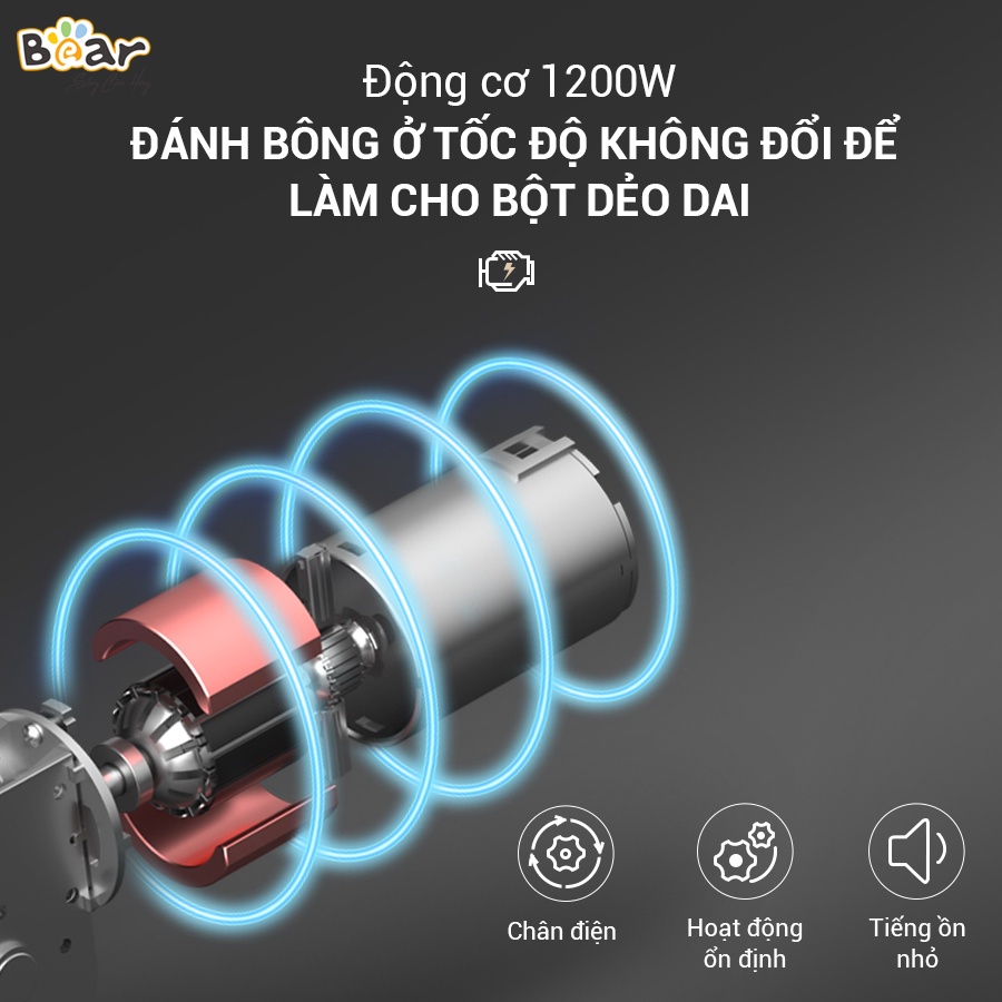Máy Trộn Bột Đa Năng Bear 3,5L Ủ Bột, Nhào Bột, Nhồi Bột Nhanh, Phiên Bản Cao Cấp Công Suất Lớn - HMJ-A35Q2