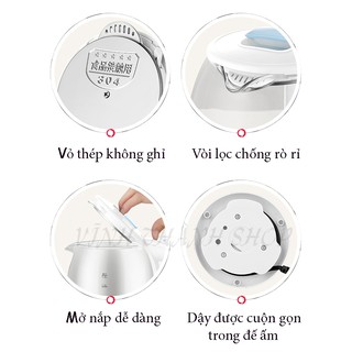 Ấm Siêu Tốc Thủy Tinh Cách Nhiệt - Ấm Đun Nước Công Suất Lớn 1500W Đun Sôi Nhanh, Vệ Sinh Dễ Dàng Không Để Lại Cặn