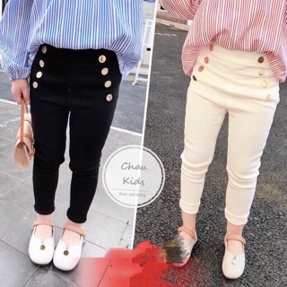 Quần kaki dài đính cúc cho bé gái