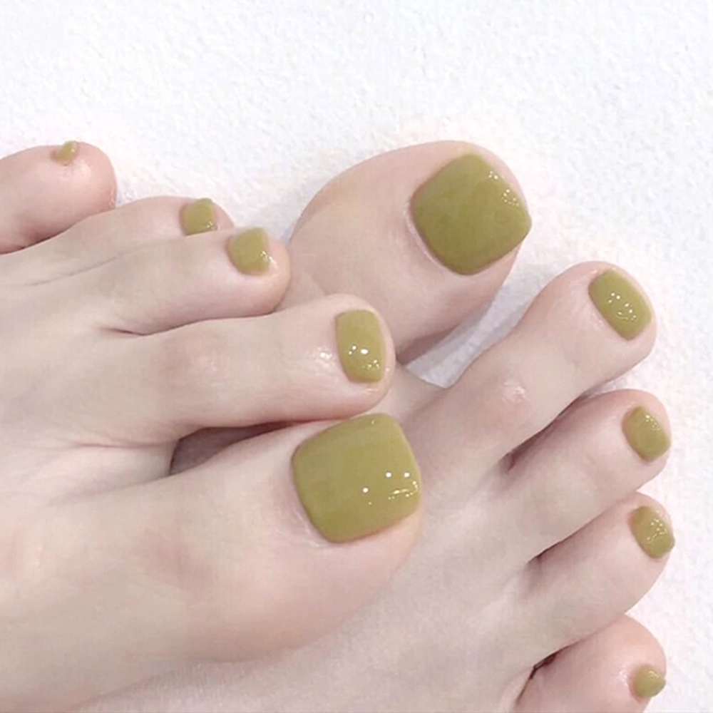 Set 24 móng chân giả YADORNOS màu xanh matcha bóng cho nữ