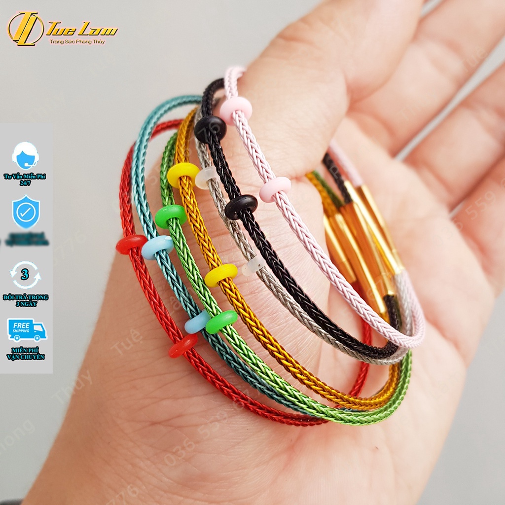 Dây Cáp 2mm Dùng Để Xỏ Lu - Charm Phụ Kiên Làm Vòng Tay - Đủ Màu Sắc Khóa Bấm - Khóa Rút.