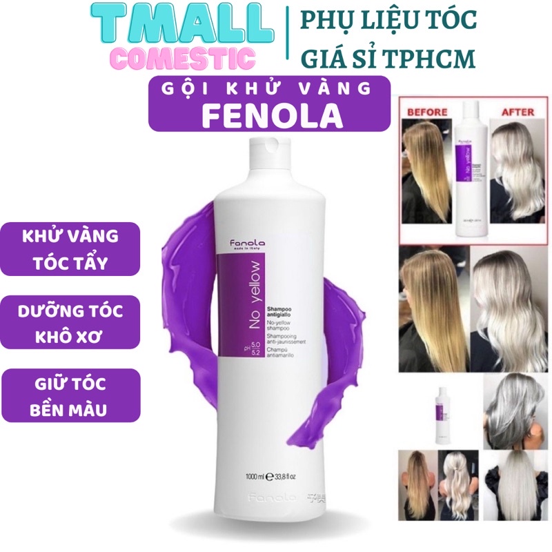 Dầu gội tím FANOLA NO YELLOW 1000ML ITALY - KHỬ ÁNH VÀNG giữ màu cho tóc nhuộm, tóc tẩy bền màu