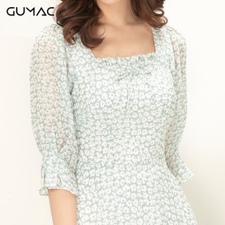 Đầm cổ U phối bèo GUMAC DA902