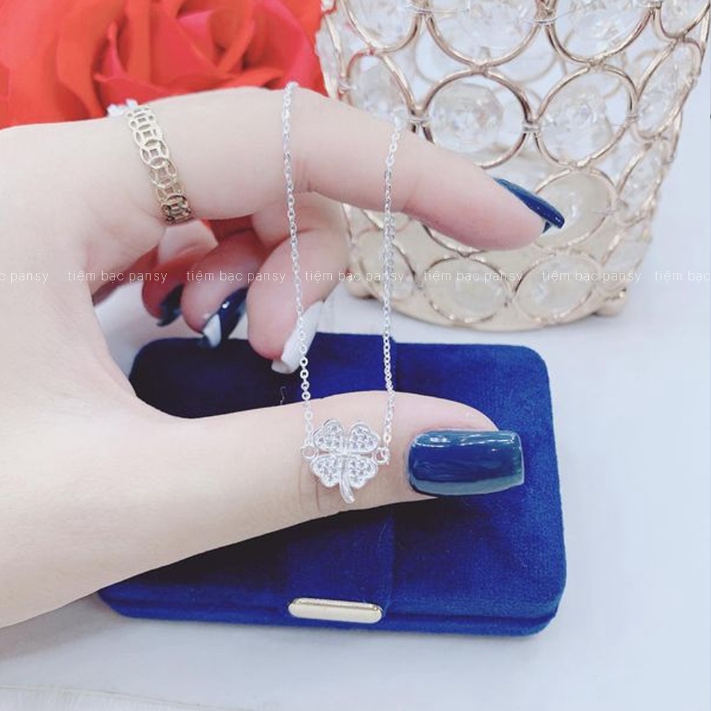 Dây chuyền bạc PANSY cỏ 4 lá may mắn, vòng cổ nữ chất liệu bạc ta 925 cao cấp