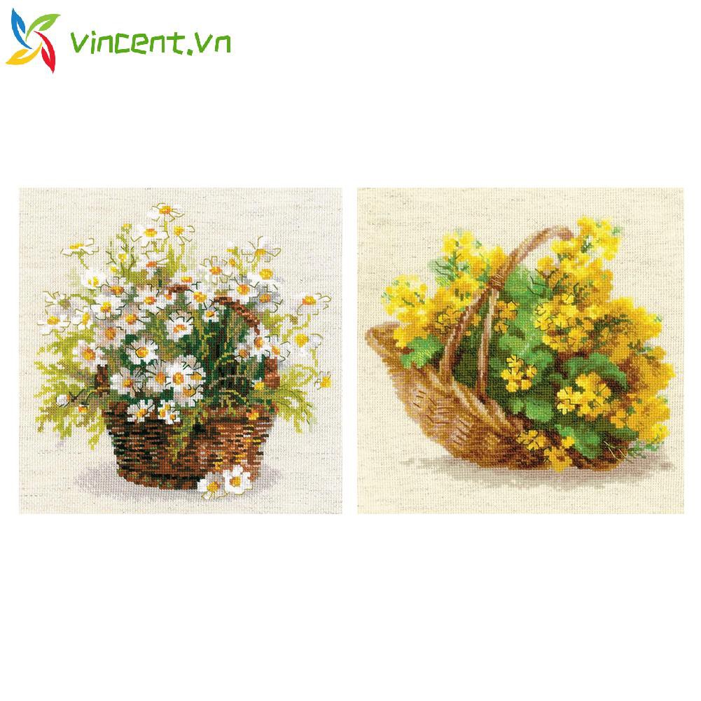 Tranh Thêu Chữ Thập Hình Giỏ Hoa 11ct Diy