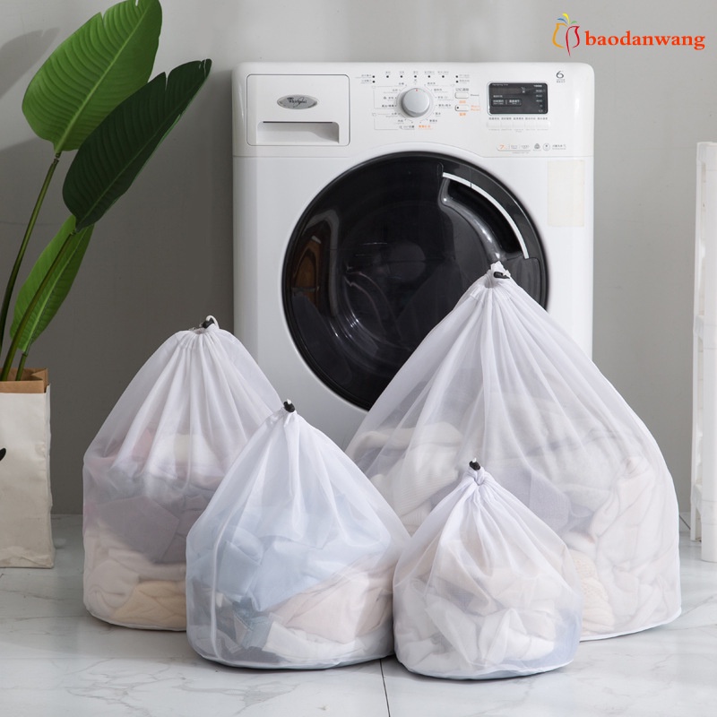 Túi giặt đồ lưới lớn thiết kế dây rút bằng nylon 3 kích thước