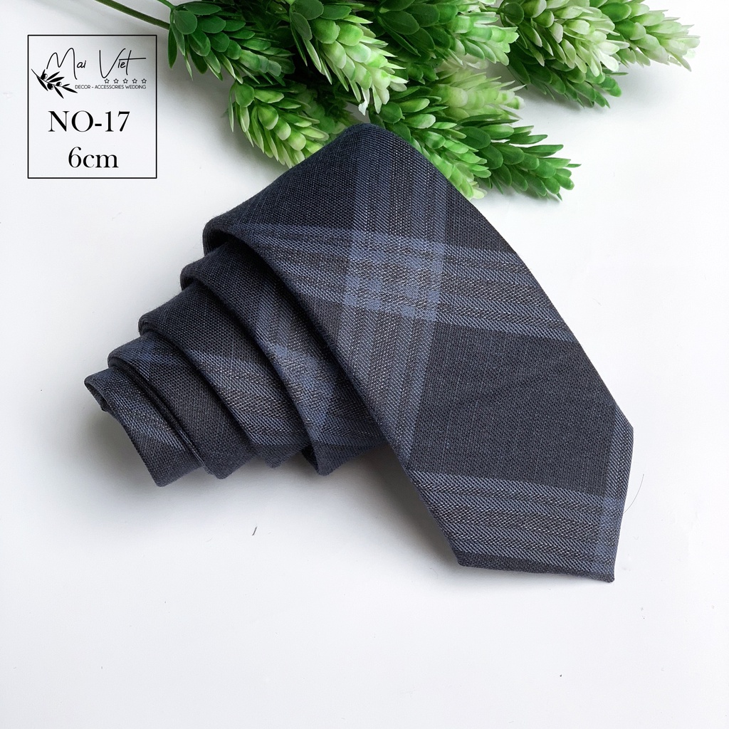 Cà vạt nam bản 6cm, họa tiết kẻ caro