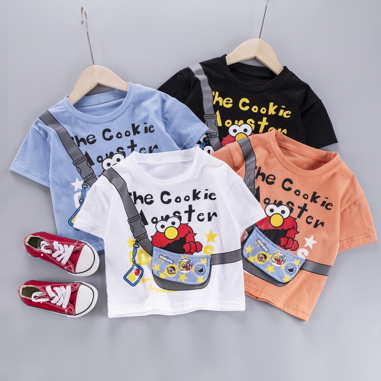 Bộ Áo Thun In Chữ + Quần Short Cotton In Họa Tiết Hoạt Hình Thời Trang Mùa Hè Cho Bé Trai Và Gái