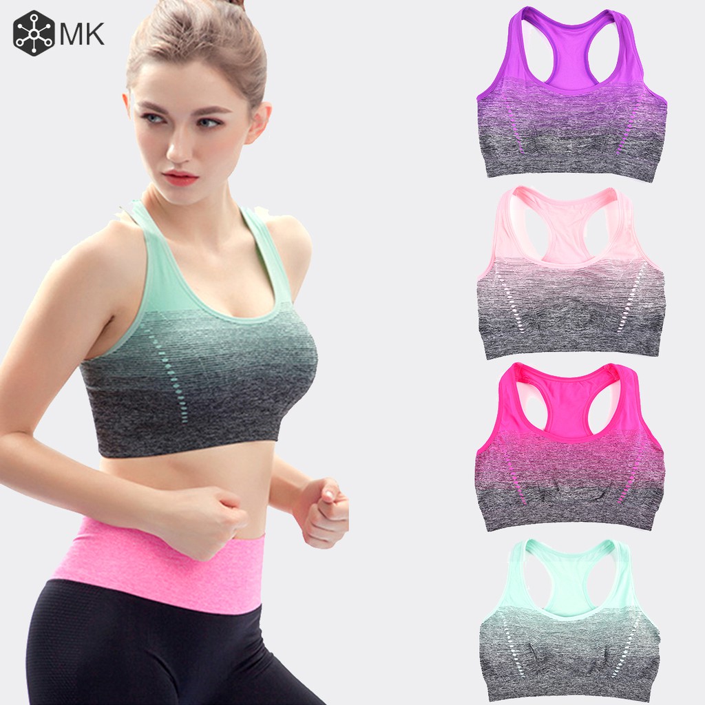 Áo ngực thể thao cổ treo có mút nâng phối màu quyến rũ cho nữ