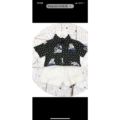 Áo sơ mi lụa bé trai, set sơ mi lụa bé trai, quần đũi thô bé trai