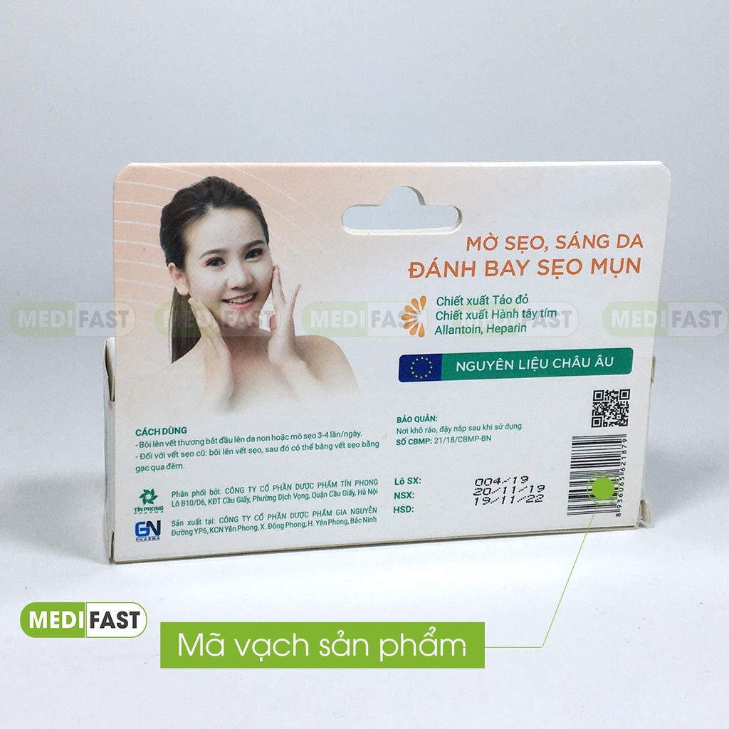 Kem ngừa sẹo Esunvy 15g - Giúp mờ sẹo - Sáng da - Tinfoscar từ thảo dược