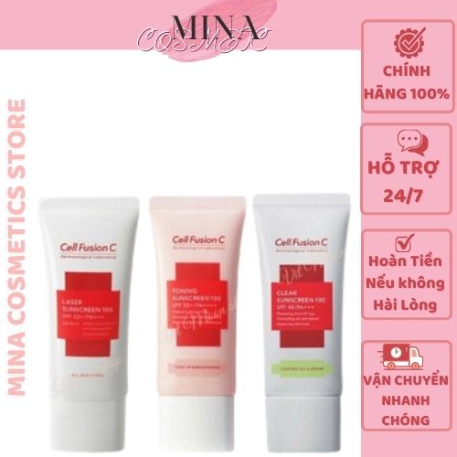 Kem Chống Nắng Cell Fusion C Toning Sunscreen C Laser / Clear / Toning Suncreen Đỏ / Xanh