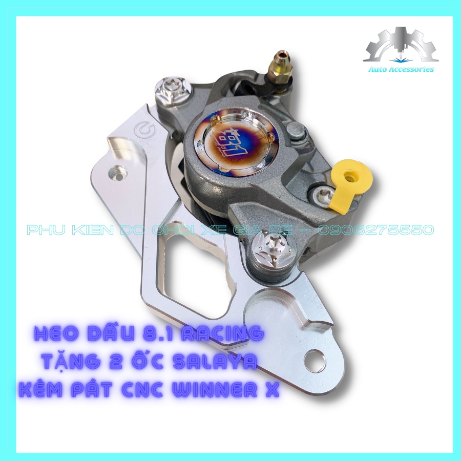 COMBO xe WINNER X (Tặng 2ốc) - Heo Dầu 8.1 Racing 2piston đối xứng Kem Pát Trước Pát CNC gắn Trước Winner X đi đĩa 260mm