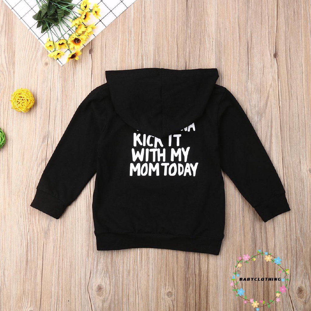 Áo hoodie cotton tay dài in chữ xinh xắn cho bé trai/gái