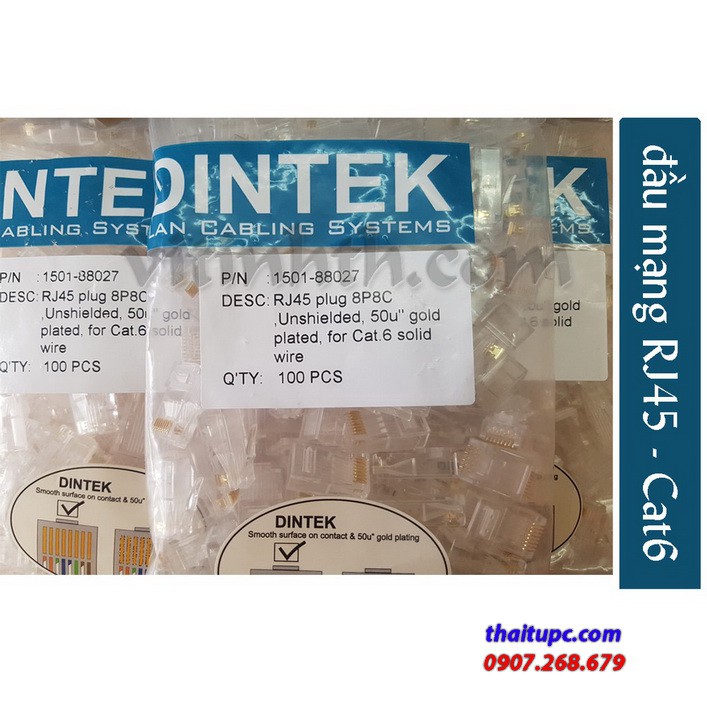 Đầu mạng RJ45 Cat 6 DINTEK chính hãng (1501-88027)