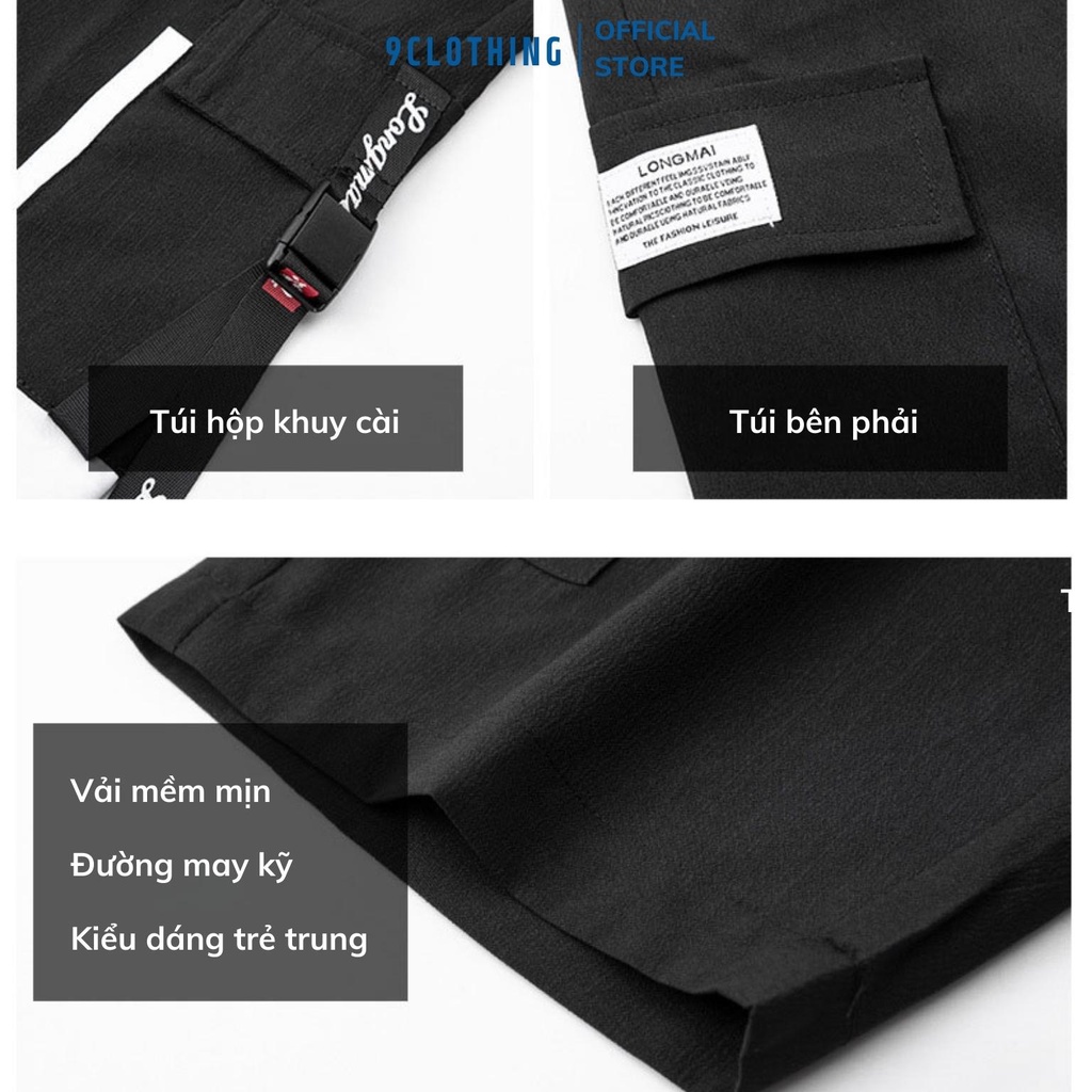 Quần short nam phối Túi Hộp, quần đùi lửng nam mùa hè vải mát mịn phong cách streetwear Ulzzang Hàn từ 9CLOTHING