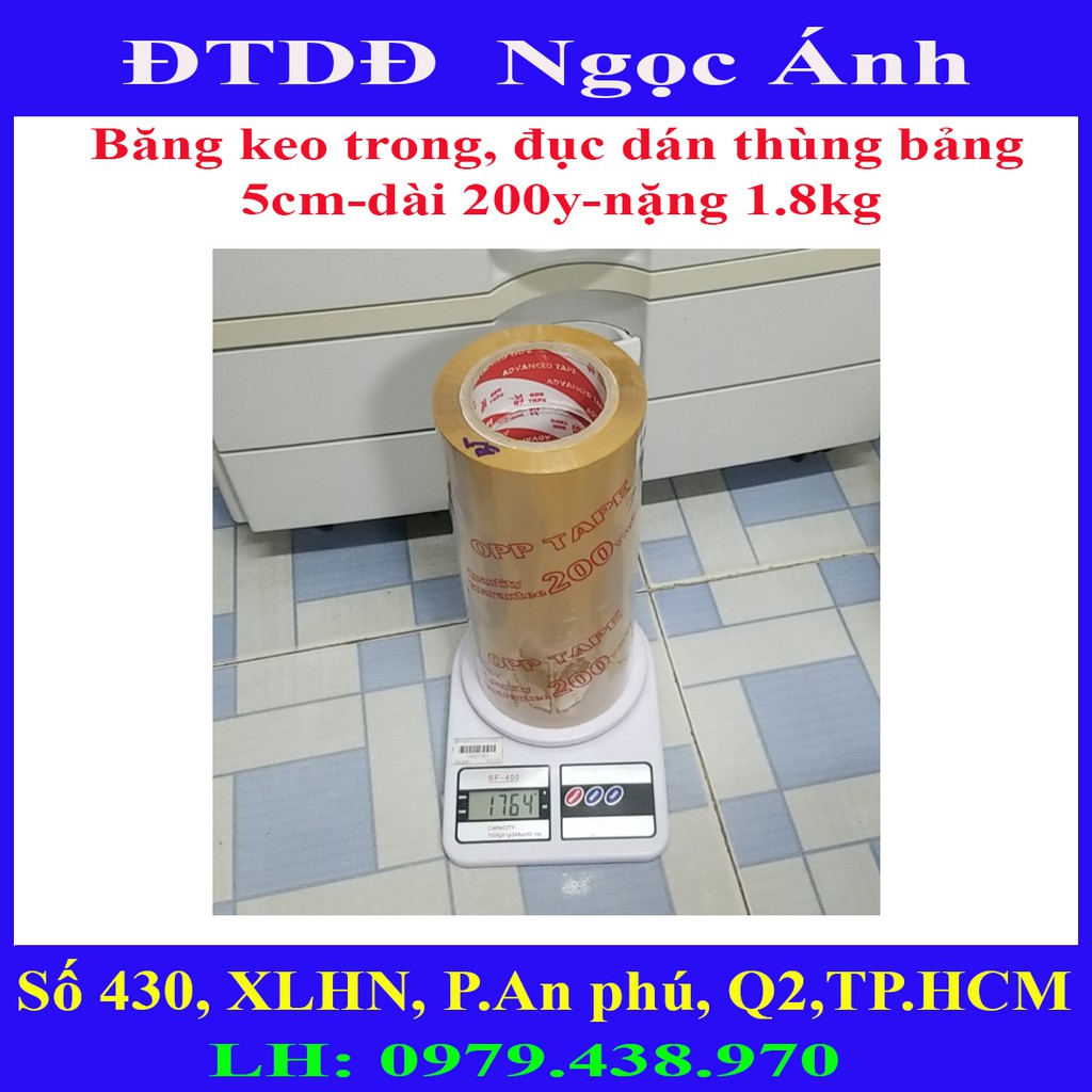 BĂNG KEO DÁN 5P TRONG ĐỤC dài 200 yard
