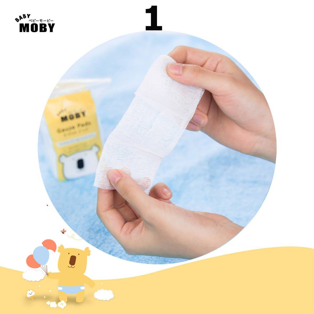 Gạc rơ lưỡi cho bé MOBY BABY 50c, tưa lưỡi vệ sinh răng miệng cho trẻ sơ sinh - Monnie Kids