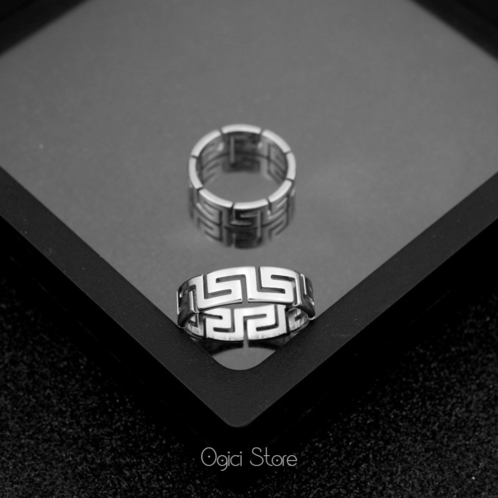 Nhẫn nam nữ thép không gỉ thời trang, Nhẫn nam Great Wall hoa văn độc đáo cá tính, Unisex