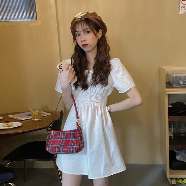 Đầm Ngắn Tay Cổ Thuyền Màu Trắng Phong Cách Retro Cho Nữ đầm nữ JL-LYQ-15