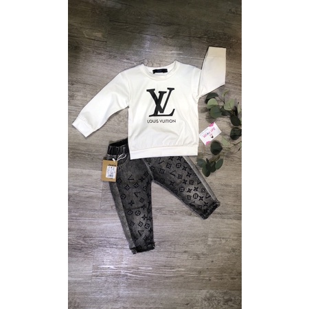 Set jean LV cho bé trai - Quần jean và áo thun tay dài hàng QCCC