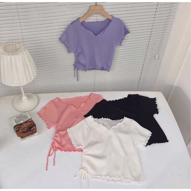 Áo croptop nữ, áo kiểu nữ siêu xinh chất thun gân mềm mát - Colory shop
