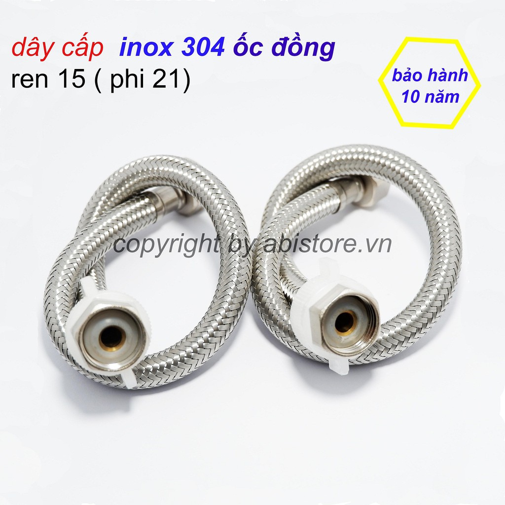 DÂY CẤP NƯỚC NÓNG LẠNH INOX 304 ỐC ĐỒNG MẠ XI CAO CẤP BẢO HÀNH 10 NĂM