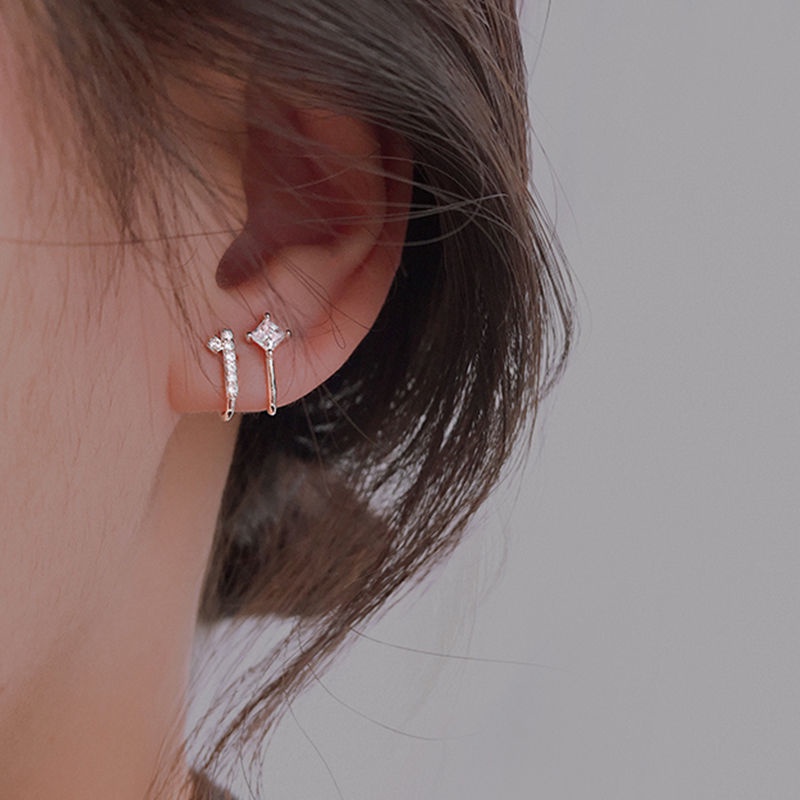 Bông Tai Bạc S925 Dạng Kẹp Thiết Kế Đơn Giản Xinh Xắn Cho Học Sinh