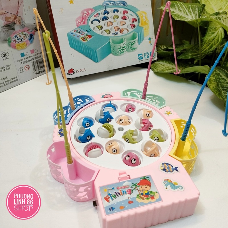 Bộ đồ chơi câu cá điện trẻ em 45 con 4 cần câu size to phù hợp cho bé 2 - 6 tuổi shop PHUONG LINH D12